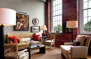 Gợi Ý Cách Thiết Kế Phòng Khách Vintage Với Tường Gạch Mộc